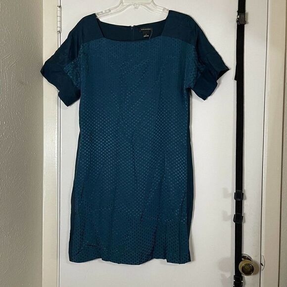 NEW! Club Monaco Blue teal Square Neck Archmand Mini dotted Dress size 4 $195 - Picture 5 of 7